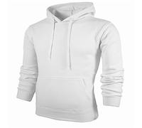 XUEJIANN Offerte Oggi Offerte lampo Primavera ed Estate Moda Uomo Casual Tinta Unita Manica Lunga Felpa con Cappuccio Tasca 9 Colori T Shirt Basketball Uomo, bianco, XL