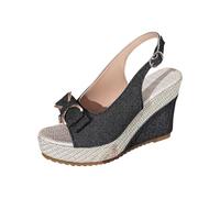 XUEJIANN Sandali con zeppa da donna eleganti e confortevoli, sandali con tacco largo, sandali con cinturino posteriore, bocca di pesce, scarpe romane aperte con fiocco, tacco alto, espadrillas da
