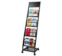 XUELOMZ Portariviste in Rete Metallica, espositore per brochure a 5 Livelli con Ruote, Portadocumenti Verticale Decorativo, Organizer Multiuso