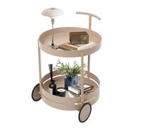 XUEMANSHOP Carrello da cucina a 2 ripiani, 40 x 61 m, con manico e ruote, capacità di carico 20 kg, carrello multiuso per soggiorno, sala da pranzo, cucina (rosa)