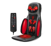 XUEMANSHOP Cuscino massaggiante con calore Shiatsu, cuscino massaggiante con impasto, rullo, vibrazione e compressione dell'aria, 3 modalità massaggio, 4 motori vibranti (nero)