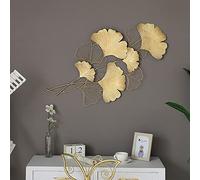 XUEMANSHOP Decorazione da parete in metallo Gingko 55 x 110 cm, decorazione da parete per soggiorno, decorazione 3D, colore oro per case residenziali, strutture pubbliche