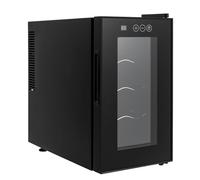XUEMANSHOP Frigorifero per vino, 23 l, 8 bottiglie, frigorifero con 3 ripiani e illuminazione a LED, 8-18 °C, 1 zona, frigorifero con porta in vetro per vino dolce, grappa