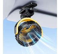 xuenair Ventilatore a clip alimentato a batteria per visiera auto, maniglie del tetto del sedile posteriore, ventilatore portatile ricaricabile per SUV, furgone, camper, pickup, camion, campeggio,