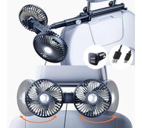 xuenair Ventilatore da auto per sedile posteriore con braccio lungo retrattile, [1 caricabatterie da auto in dotazione* 1] ventilatore girevole a 360 ° per seggiolino auto per bambini rivolto verso il