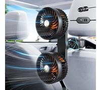 xuenair Ventilatore per auto da 12 V/24 V, con presa accendisigari per sedile posteriore, potente ventilatore portatile a 3 velocità, silenzioso, girevole, con clip per pickup, camion, camper, furgone