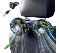 xuenair Ventilatore per auto per sedile posteriore per bambini, regolabile, ricaricabile, doppia testa, alimentato a batteria, per seggiolino auto, per sedile posteriore, poggiatesta, SUV, furgone