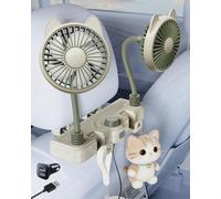 xuenair Ventilatore per seggiolino auto con doppio braccio flessibile alimentato tramite USB, 2026 carino ventilatore per auto per sedile posteriore bambini rivolto verso il retro 5000 giri/min