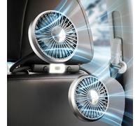xuenair Ventola di raffreddamento a 360 gradi per sedile posteriore auto, ventilatore USB portatile per auto, SUV, camper, pickup, camion, poggiatesta, potente luce LED a 3 velocità