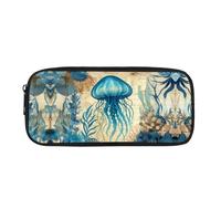 xueneige Astuccio Vita marina per bambini e bambine astuccio leggero Mondo oceanico con scomparti per il materiale scolastico