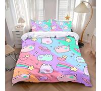 xueneige Set di biancheria da letto con gattini carini Copripiumini per letto singolo e matrimoniale con chiusura a zip per bambini e ragazzi Decorazioni per la camera da letto con animali kawaii