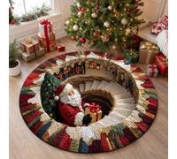 xueneige Tappeti Natalizi 3D Rotondo Babbo Natale A Scala Zerbino Natalizio | Tappeto Natalizio 3D E Tappeto 3D Babbo Natale Tra I Tappeti Natalizi Da Soggiorno