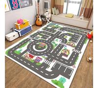 xueneige Tappeto con mappa di gioco per bambini, Ideale per giochi educativi sul traffico stradale e la vita cittadina, Tappeto interattivo con strade e automobili