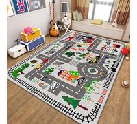 xueneige Tappeto con mappa di gioco per bambini, Ideale per giochi educativi sul traffico stradale e la vita cittadina, Tappeto interattivo con strade e automobili
