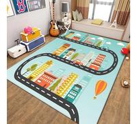 xueneige Tappeto con mappa di gioco per bambini, Ideale per giochi educativi sul traffico stradale e la vita cittadina, Tappeto interattivo con strade e automobili
