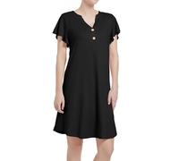 Xuepelit Camicia da Notte Donna Cotone Camicia da Notte Estiva con Bottoni Davanti Volant Pigiama da Notte Manica Corta Camicie da Notte Curvy con Tasche