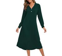 Xuepelit Camicia da Notte Donna Manica Lunga con Bottoni Davanti Cotone Oversize Nightwear Sleeping Shirt Underdress Grande Taglia Invernali Pigiama