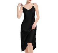 Xuepelit Camicia da Notte in Raso Donna Seta Sottoveste Satin Sexy Baby Doll Spalline Regolabili Vestaglia Pigiama da Donna Spaghetti Straps