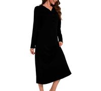 Xuepelit Camicia da Notte Lunga, Camicia da Notte Donna Manica Lunga con Bottoni Davanti Sexy Nightwear Cotone Oversize Sleeping Shirt Underdress Grande Taglia Invernali Pigiama