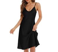 Xuepelit Camicia da Notte Lunga in Raso da Donna, Sottoveste Satin Sexy Baby Doll con Spalline Regolabili, Vestaglia Pigiama Spaghetti Straps