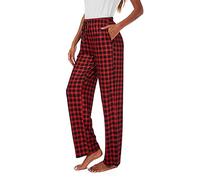 Xuepelit Pyjama Pants Long Ladies Trousers With Pockets And Drawstring Flare Pants Sleep,Red,L