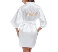 Xuepelit Vestaglia Bride Bianca Sposa da Kimono Donna Raso Accappatoio Abito da Sposa Sexy Pigiama in Seta