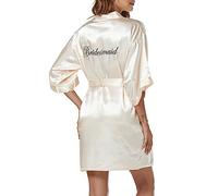 Xuepelit Vestaglia Bride Bianca Sposa da Kimono Donna Raso Accappatoio Abito da Sposa Sexy Pigiama in Seta