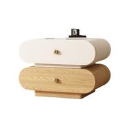XUEQIZHENG Comodino, Comodino in legno con due cassetti, semplice mobiletto portaoggetti for la camera da letto, colori bianco e cachi(S)