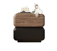 XUEQIZHENG Comodino, Comodino in legno for camera da letto, credenza con doppio cassetto, girevole a 360°(Brown+Black,L)