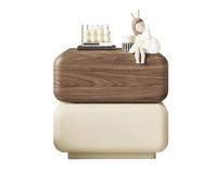 XUEQIZHENG Comodino, Comodino in legno for camera da letto, credenza con doppio cassetto, girevole a 360°(Brown+White,L)