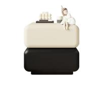 XUEQIZHENG Comodino, Comodino in legno for camera da letto, credenza con doppio cassetto, girevole a 360°(White+Black,L)