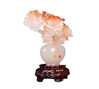 XUEQIZHENG Decorazione della Stanza, Vaso di Giada con peonie Ricchezza e Pace - Oggetto Decorativo Cinese for l'ingresso del Soggiorno(Red)