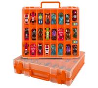 Xuerdon Custodia per auto giocattolo per Matchbox Cars. Holder Container Bag per bambole a sorpresa LOL / per Shopkins con 48 scomparti a doppia faccia arancione (solo scatola)