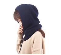 XueXian Passamontagna con cappuccio in maglia per donne e ragazze, autunno e inverno, Blu marino, Taglia unica