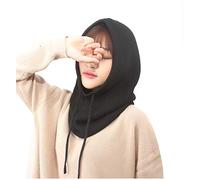 XueXian Passamontagna con cappuccio in maglia per donne e ragazze, autunno e inverno, Nero , Taglia unica