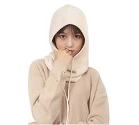 XueXian Passamontagna da donna con cappuccio, lavorato a maglia, per autunno e inverno, Beige, Taglia unica