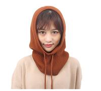 XueXian Passamontagna da donna con cappuccio, lavorato a maglia, per autunno e inverno, Caramello, Taglia unica