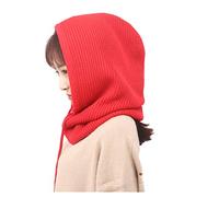 XueXian Passamontagna da donna con cappuccio, lavorato a maglia, per autunno e inverno, Rosso, Taglia unica