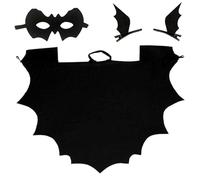 XUEYEGONGJI Costumi di Halloween 4 pezzi Costume da pipistrello Kids Include il mantello nero, la maschera per gli occhi di pipistrello, il costume da vampiro unisex, mantello nero 130