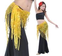 XUEZHEN Cintura Danza Ventre,Danza del Ventre Cintura Nuovi costumi di danza del ventre con paillettes e nappe, sciarpa indiana for, cintura la vita le donne(Yellow)