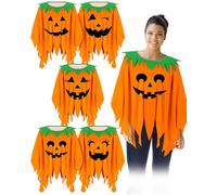 Xuhal 5 pezzi Gruppo Cinco De Mayo Poncho Costumi Fantasma, Zucca, Hippie Abiti per Uomo Donna Cosplay Eventi, Arancione, Nero e Verde, about 53 x 53 inchespolyester