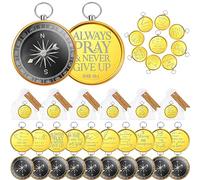 Xuhal Set di 30 bussole con incisione della Bibbia cristiana, regalo per battesimo con etichette di ringraziamento e piccola borsa a rete, per donne, uomini, matrimoni, compleanni, Natale, nautico,
