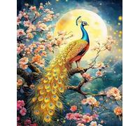XUHEWA Kit Punto a Croce Timbrato Pavone e albero di fiori 11CT Principianti Cucito a Mano Embroidery Starter Kit per Decorazione Domestica 40x50cm