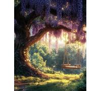 XUHEWA Kit Punto Croce Prestampato Albero dai fiori viola Set Ricamo Fai Da Te Dipinto Contato Stampato Arte Murale Decorazione Casa 11CT 40x50cm