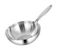 XUHONGYA Padella Antiaderente in Acciaio Inox, Padella Wok con Coperchio, 26CM Med Lock