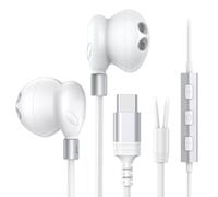 XUI Cuffie USB C Per iPhone 16/15 Pro Max Plus Auricolari con filo Type C Per SamsungGalaxy S25 S24 Ultra S23 A16 In-Ear Cuffie filo Tipo C con microfono Per Apple iPadpro Google Pixel 9 (Bianco)