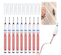 XUIIOSOOKP 9 Pezzi Pennarelli per Fori Profondi, Pennarello Indelebile a Punta Fine 20mm, Pennarello Falegname, Penna Marcatura per Segnare in Luoghi Profondi - Nero, Blu, Rosso