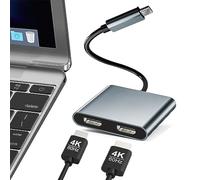 XUJAIOLQP Adattatore da USB C a doppio HDMI, adattatore da USB tipo C a doppio monitor, hub USB C con 2 docking station HDMI 4K a 60hz per laptop HP/Dell/Surface/Lenovo/Thinkpad/Chromebook/MacBook