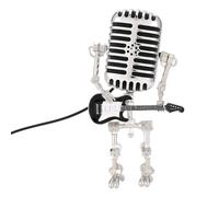 XUJIAN Mic Robot, Lampada da Tavolo con Microfono in Stile retrò, Luce Notturna con Chitarra, Lampada da Scrivania con Microfono Vintage e Robot, Nera