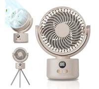 XUJMK Ventilatore da Tavolo Portatile con Treppiede Regolabile, 3600mAh Ricaricabile USB-C, 3 Velocità + Funzione Oscillazione, Silenzioso per Casa/Ufficio/Viaggi - Design Compatto (22cm Chiuso)